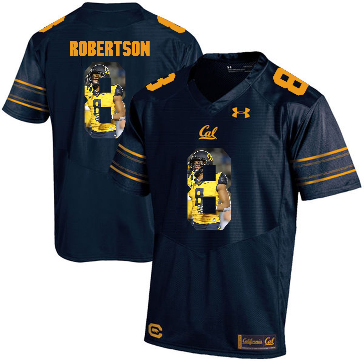 Men California Golden Bears #8 Demetris Robertson Dark blue Customized NCAA Jerseys1
